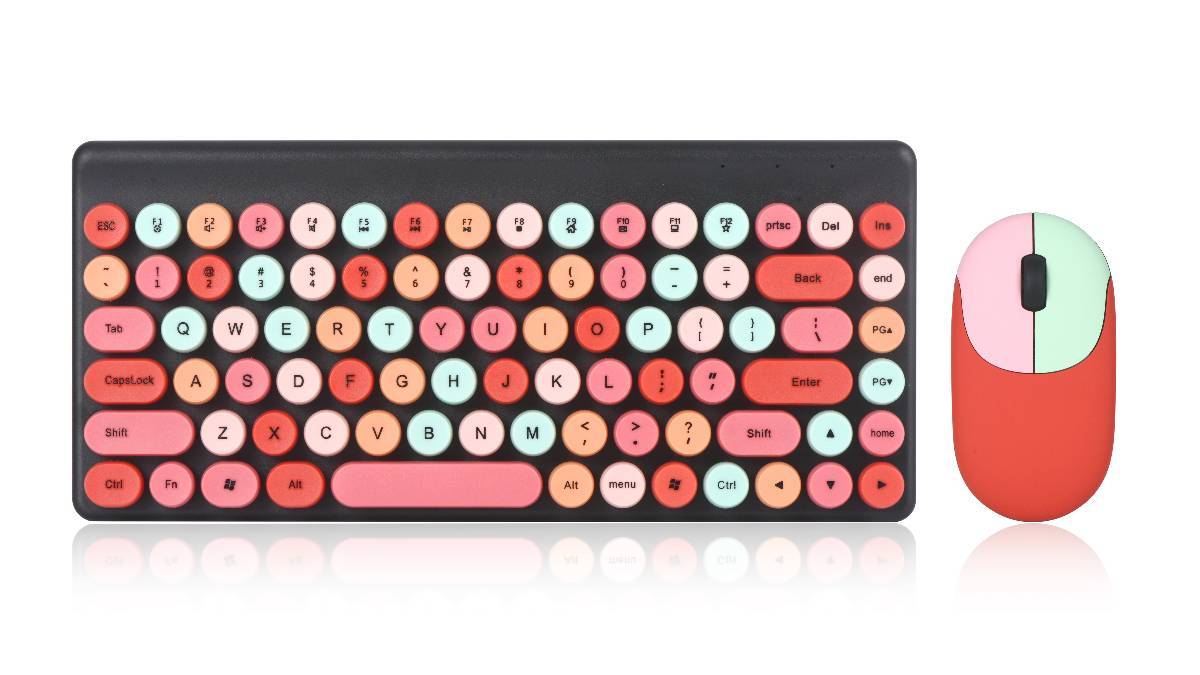无线键盘鼠标套装Hiz Wireless Customizable OEM Retro Keyboard and Mouse Combo Cute Colorful Keyboard
