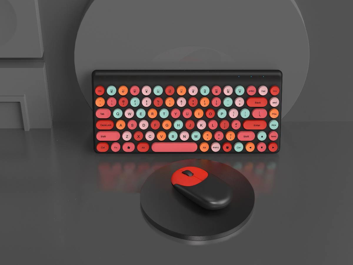 多彩键盘Hiz Wireless Customizable OEM Retro Keyboard and Mouse Combo Cute Colorful Keyboard