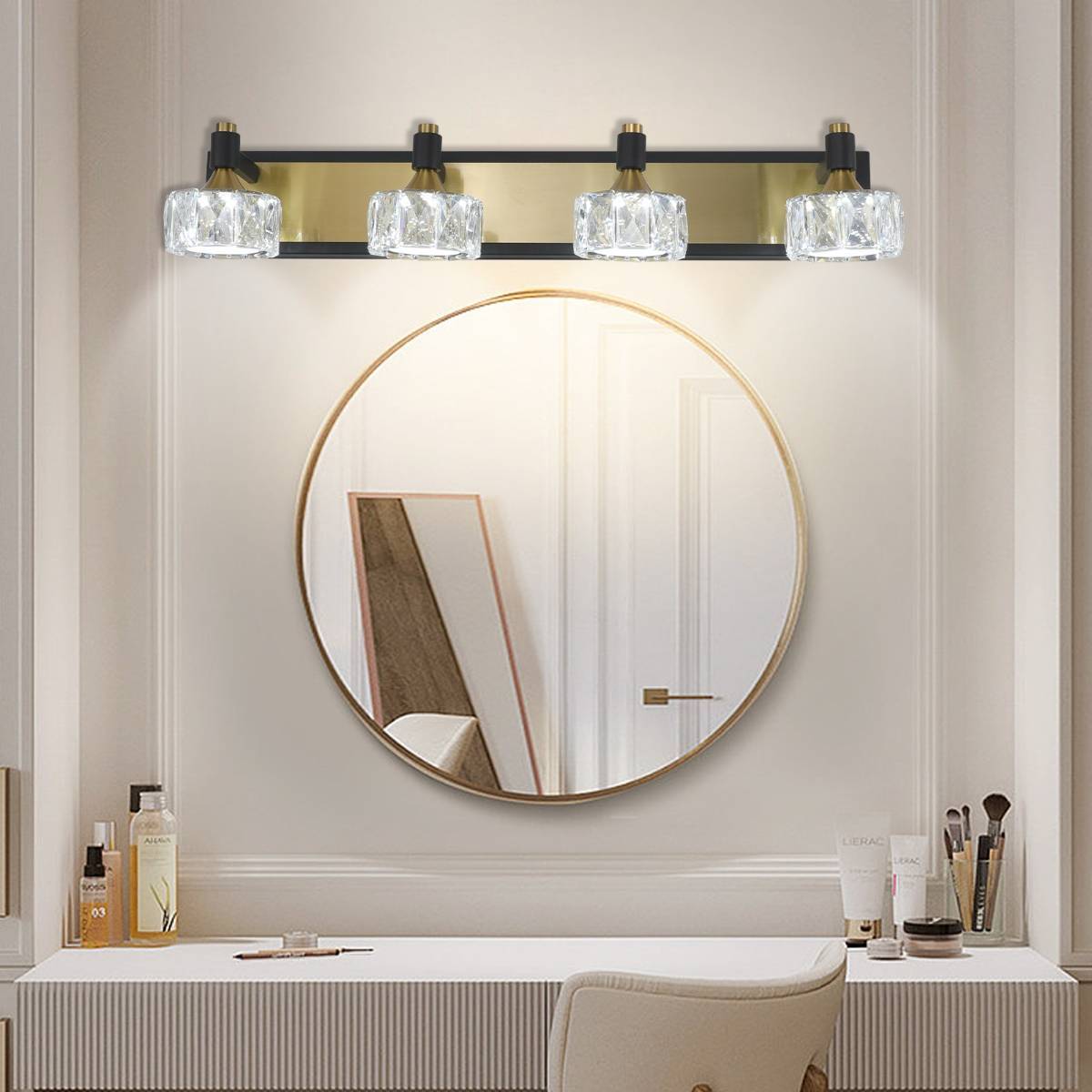 LED 4光水晶梳妆台浴室墙上镜子照明
