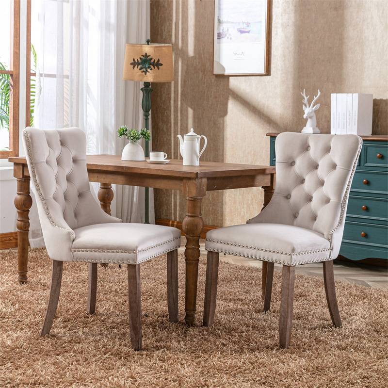 Nikki 现代丝绒软垫餐椅-实木,高端簇绒 Nikki Modern Velvet Upholstered Dining Chair - Solid Wood, High-end Tufted