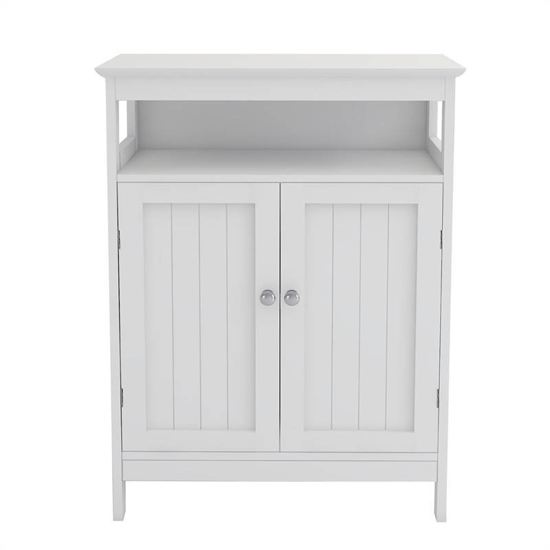 浴室立式双百叶门收纳柜-白色  Bathroom standing storage with double shutter doors cabinet-White
