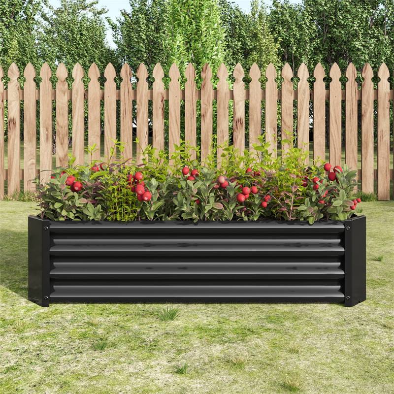 金属高架花坛 4x2x1 英尺，适合种花、种蔬菜 - Veezy   Metal Raised Garden Bed 4x2x1ft for Flowers, Vegetables - Veezy  