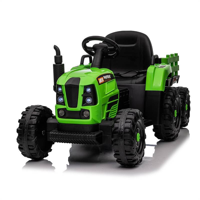 12V 电动乘坐拖拉机玩具，带拖车和遥控器  12V Electric Ride-On Tractor Toy with Trailer & Remote Control