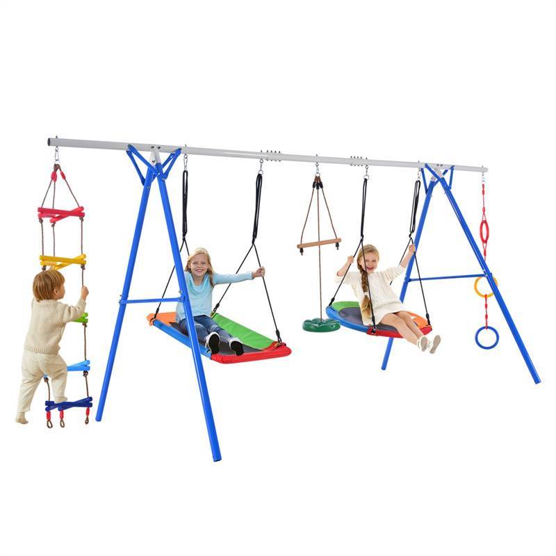 5 合 1 户外幼儿秋千套装，适用于后院，游乐场秋千套装带钢架，多功能    5 in 1 Outdoor Toddler Swing Set for Backyard, Playground Swing Sets with Steel Frame, Multifunction