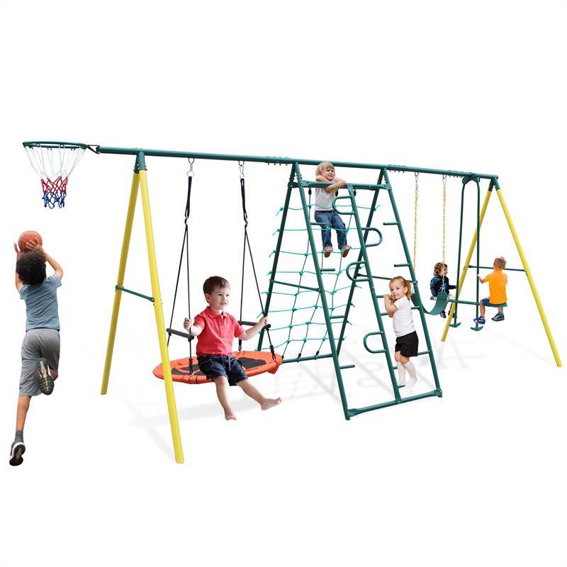 室内/室外金属秋千，带安全带，适合后院    Indoor/Outdoor Metal Swing Set with Safety Belt for Backyard