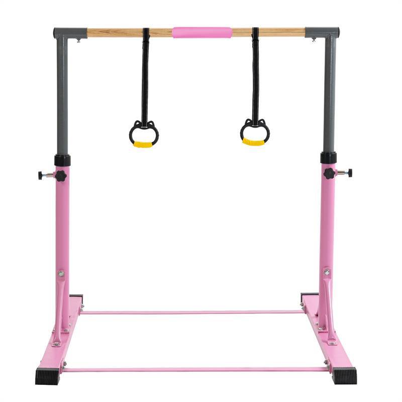 儿童体操单杠套装，家用单杠 - 粉色    Kids Gymnastics Bar Set, Horizontal Kip Bar for Home Use - Pink